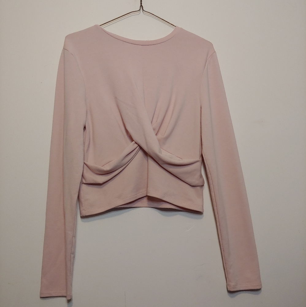 Twisted Pink Crop, Long Sleeve Top